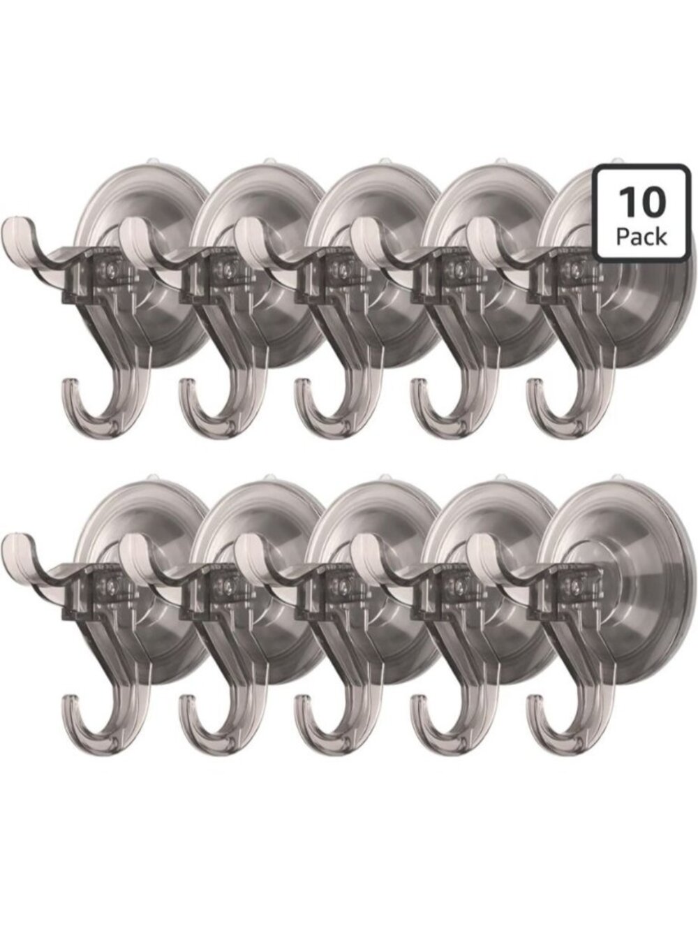 10 Pack Reusable Suction Hooks Transparent Gray Removable Strong Suction Cups